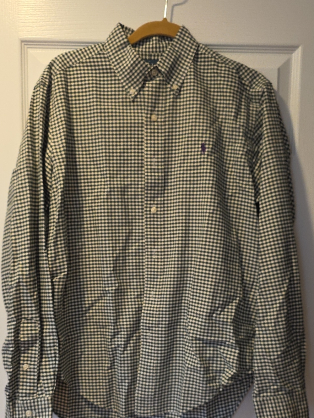 Men's Ralph Lauren Polo Long Sleeve Button- Down, Purple Polo Logo, Classic Fit